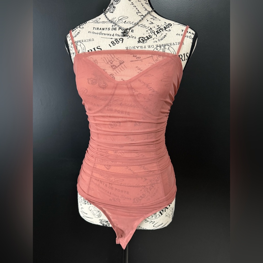 GUESS Pink ruched bodysuit